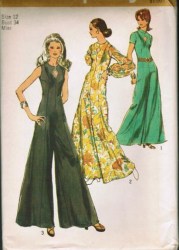 9451 SIMPLICITY 1971 LONG PRINCESS JUMPSUIT SLEEVES OR NOT PATTERN 10